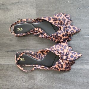 Zara Loepard Print Slingback Pointed Toe Flats Size 39